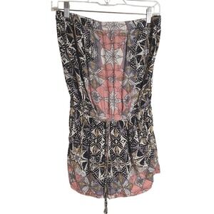 Angie Strapless Drawstring Waist Mini Dress Floral Print Medium M
